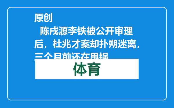 原创            陈戌源李铁被公开审理后，杜兆才案却扑朔迷离，三个月前还在甩锅