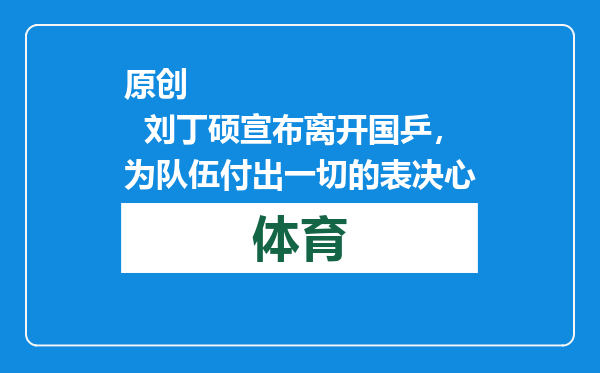 原创            刘丁硕宣布离开国乒，为队伍付出一切的表决心