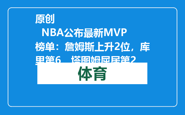 原创            NBA公布最新MVP榜单：詹姆斯上升2位，库里第6，塔图姆屈居第2