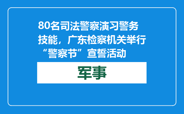 80名司法警察演习警务技能，广东检察机关举行“警察节”宣誓活动