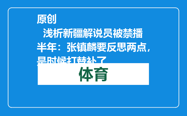 原创            浅析新疆解说员被禁播半年：张镇麟要反思两点，是时候打替补了