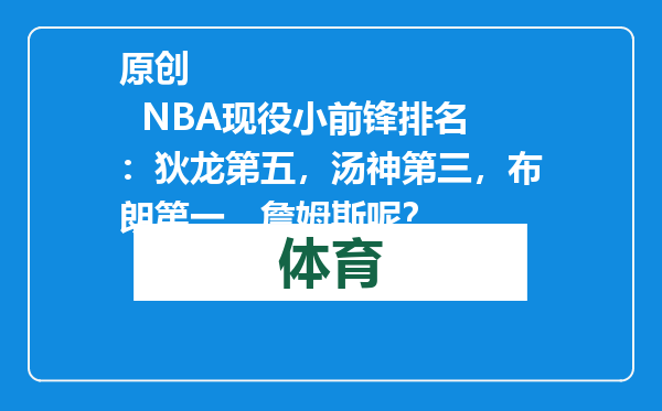 原创            NBA现役小前锋排名：狄龙第五，汤神第三，布朗第一，詹姆斯呢？