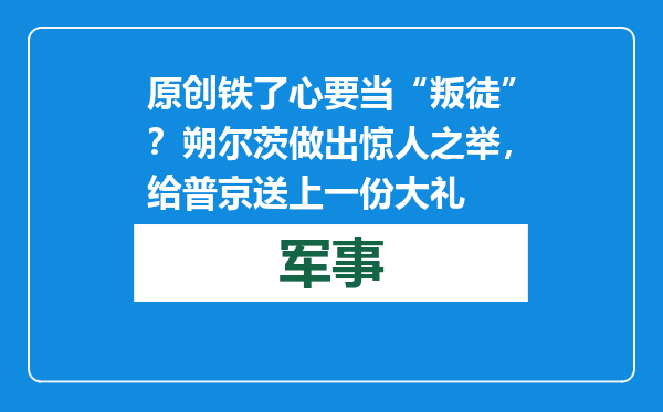 原创            铁了心要当“叛徒”？朔尔茨做出惊人之举，给普京送上一份大礼
