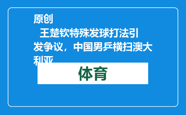 原创            王楚钦特殊发球打法引发争议，中国男乒横扫澳大利亚
