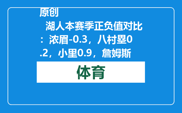 原创            湖人本赛季正负值对比：浓眉-0.3，八村塁0.2，小里0.9，詹姆斯呢