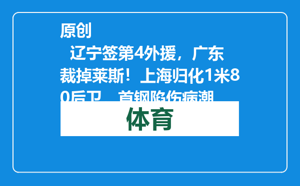 原创            辽宁签第4外援，广东裁掉莱斯！上海归化1米80后卫，首钢陷伤病潮