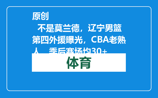 原创            不是莫兰德，辽宁男篮第四外援曝光，CBA老熟人，季后赛场均30+
