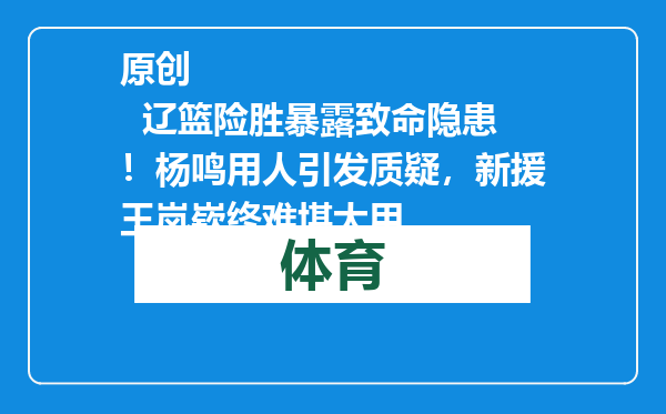 原创            辽篮险胜暴露致命隐患！杨鸣用人引发质疑，新援王岚嵚终难堪大用