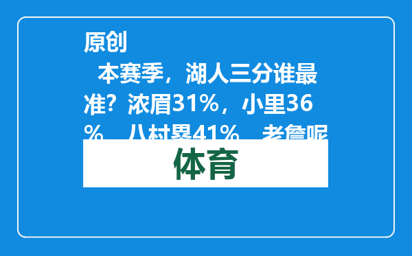 原创            本赛季，湖人三分谁最准？浓眉31%，小里36%，八村塁41%，老詹呢