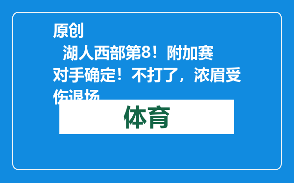 原创            湖人西部第8！附加赛对手确定！不打了，浓眉受伤退场