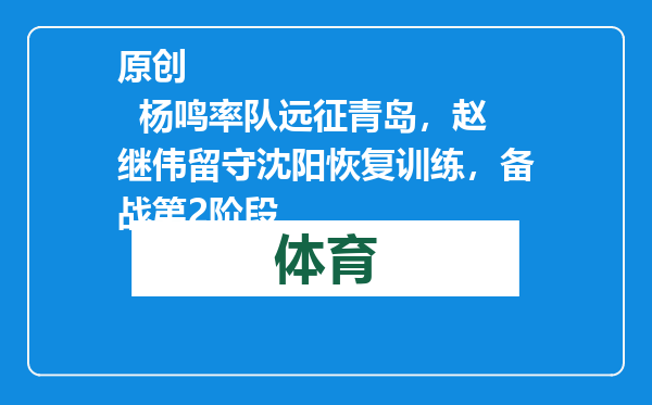 原创            杨鸣率队远征青岛，赵继伟留守沈阳恢复训练，备战第2阶段