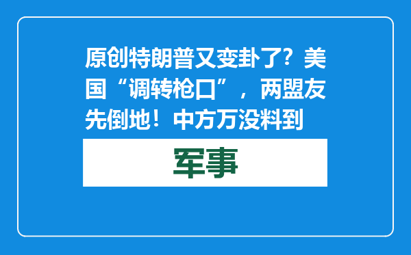 原创            特朗普又变卦了？美国“调转枪口”，两盟友先倒地！中方万没料到