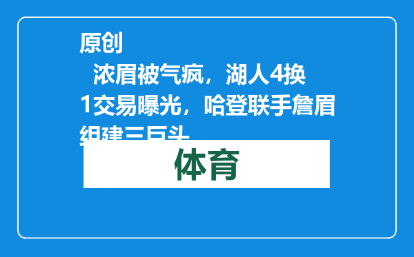 原创            浓眉被气疯，湖人4换1交易曝光，哈登联手詹眉组建三巨头