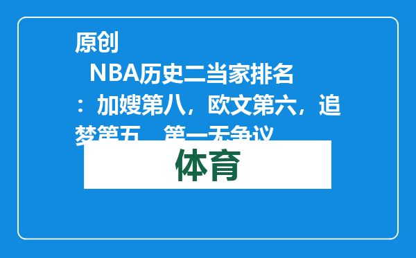 原创            NBA历史二当家排名：加嫂第八，欧文第六，追梦第五，第一无争议