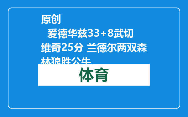 原创            爱德华兹33+8武切维奇25分 兰德尔两双森林狼胜公牛