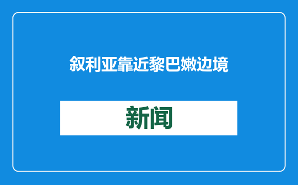 叙利亚靠近黎巴嫩边境村庄爆发冲突 6人死亡