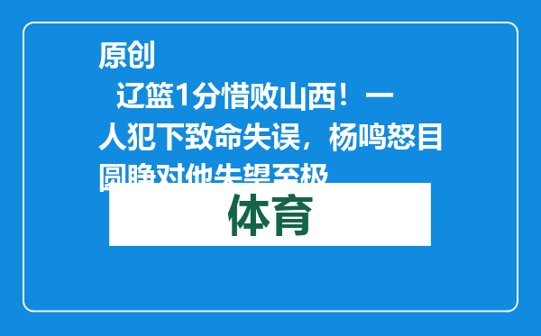 原创            辽篮1分惜败山西！一人犯下致命失误，杨鸣怒目圆睁对他失望至极