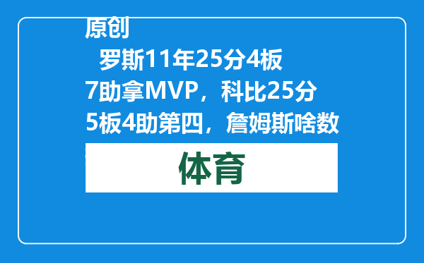 原创            罗斯11年25分4板7助拿MVP，科比25分5板4助第四，詹姆斯啥数据？