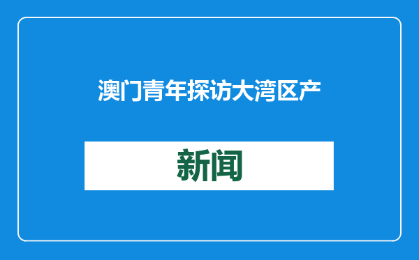 澳门青年探访大湾区产业多元化发展