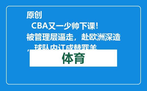 原创            CBA又一少帅下课！被管理层逼走，赴欧洲深造，球队内讧成替罪羊