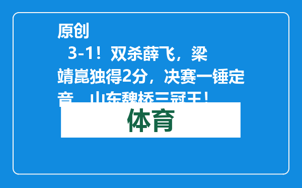 原创            3-1！双杀薛飞，梁靖崑独得2分，决赛一锤定音，山东魏桥三冠王！
