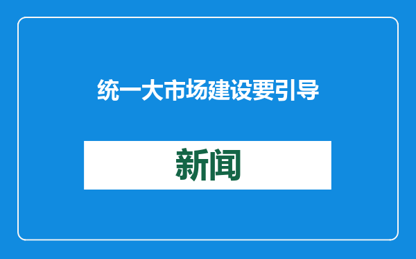 统一大市场建设要引导规范并举