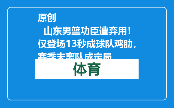 原创            山东男篮功臣遭弃用！仅登场13秒成球队鸡肋，赛季末离队成定局