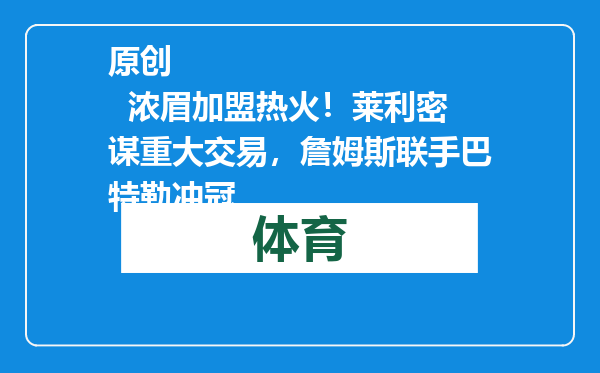 原创            浓眉加盟热火！莱利密谋重大交易，詹姆斯联手巴特勒冲冠
