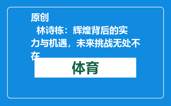 原创            林诗栋：辉煌背后的实力与机遇，未来挑战无处不在