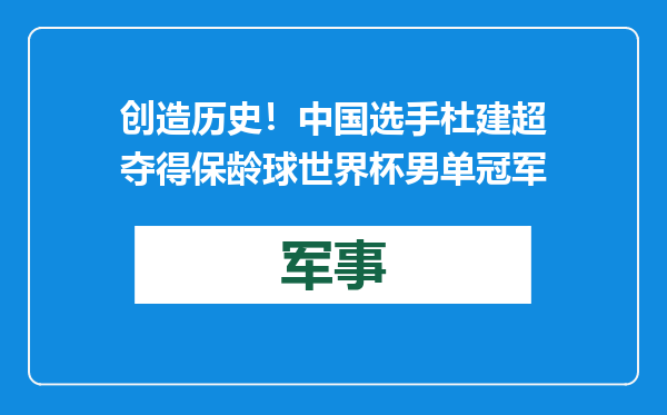 创造历史！中国选手杜建超夺得保龄球世界杯男单冠军