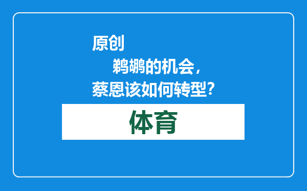 原创            鹈鹕的机会，蔡恩该如何转型？