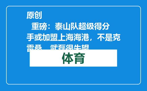 原创            重磅：泰山队超级得分手或加盟上海海港，不是克雷桑，武磊很失望