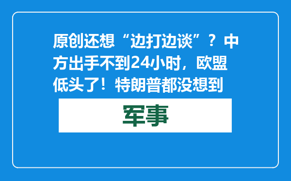 原创            还想“边打边谈”？中方出手不到24小时，欧盟低头了！特朗普都没想到