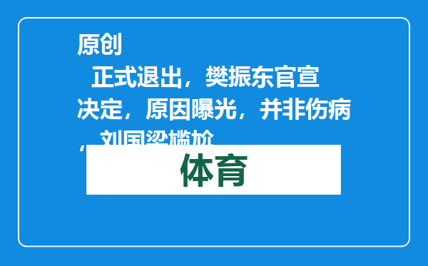 原创            正式退出，樊振东官宣决定，原因曝光，并非伤病，刘国梁尴尬