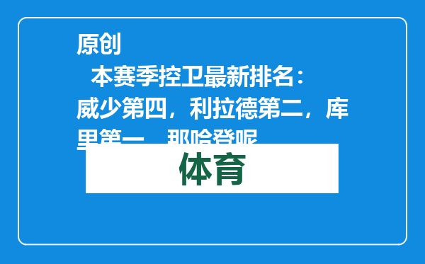 原创            本赛季控卫最新排名：威少第四，利拉德第二，库里第一，那哈登呢