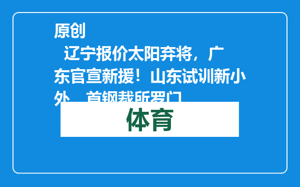 原创            辽宁报价太阳弃将，广东官宣新援！山东试训新小外，首钢裁所罗门