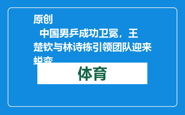 原创            中国男乒成功卫冕，王楚钦与林诗栋引领团队迎来蜕变