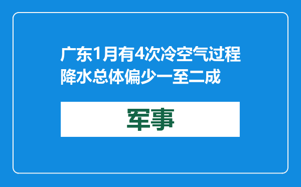 广东1月有4次冷空气过程 降水总体偏少一至二成