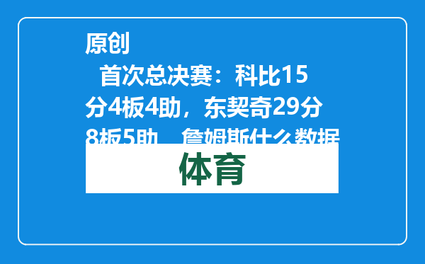 原创            首次总决赛：科比15分4板4助，东契奇29分8板5助，詹姆斯什么数据