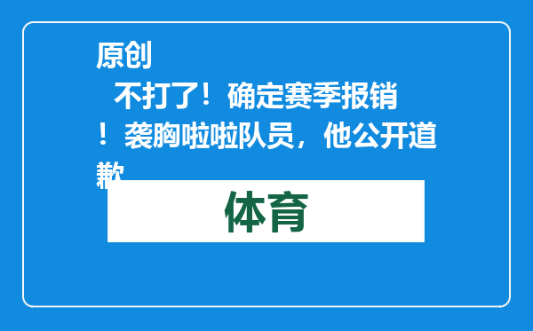 原创            不打了！确定赛季报销！袭胸啦啦队员，他公开道歉