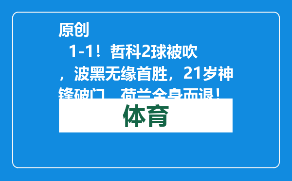 原创            1-1！哲科2球被吹，波黑无缘首胜，21岁神锋破门，荷兰全身而退！