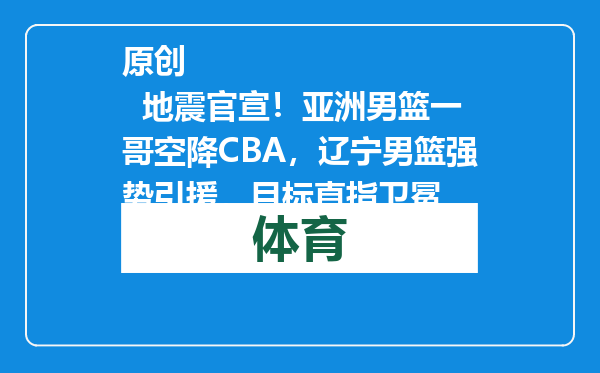 原创            地震官宣！亚洲男篮一哥空降CBA，辽宁男篮强势引援，目标直指卫冕
