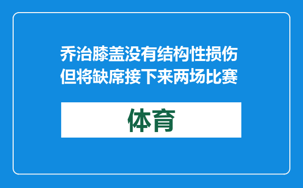 乔治膝盖没有结构性损伤 但将缺席接下来两场比赛