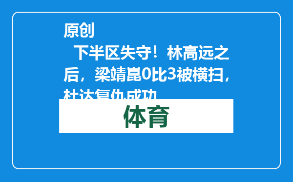 原创            下半区失守！林高远之后，梁靖崑0比3被横扫，杜达复仇成功