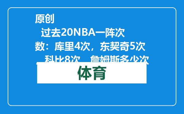 原创            过去20NBA一阵次数：库里4次，东契奇5次，科比8次，詹姆斯多少次
