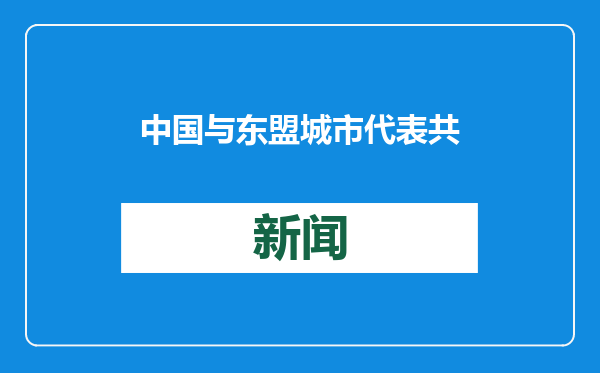中国与东盟城市代表共话经贸合作