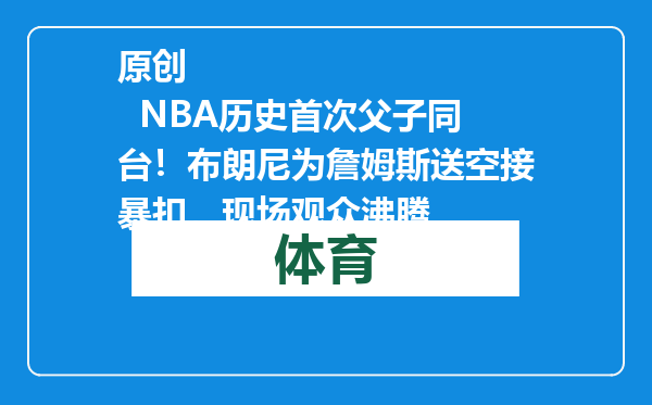 原创            NBA历史首次父子同台！布朗尼为詹姆斯送空接暴扣，现场观众沸腾