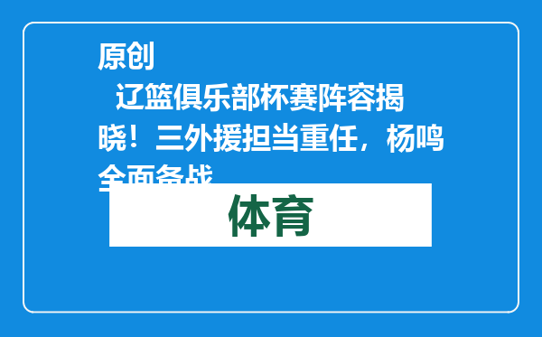 原创            辽篮俱乐部杯赛阵容揭晓！三外援担当重任，杨鸣全面备战