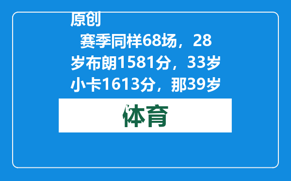 原创            赛季同样68场，28岁布朗1581分，33岁小卡1613分，那39岁詹姆斯呢
