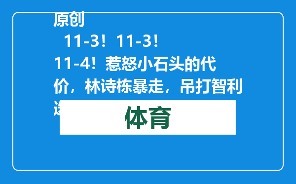 原创            11-3！11-3！11-4！惹怒小石头的代价，林诗栋暴走，吊打智利选手